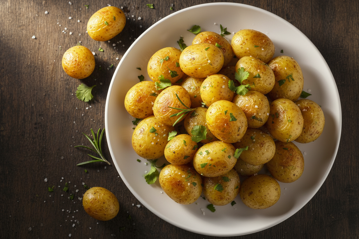 generame una imagen de un plato con papas criollas cocinadas